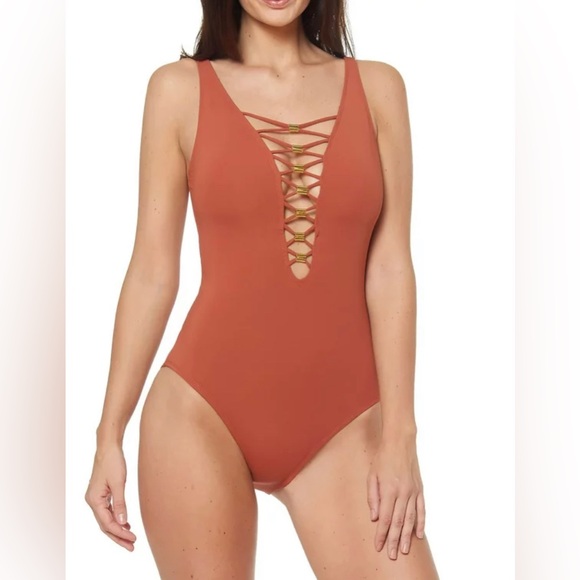 Bleu Rod Beattie One Piece Swimsuit Women’s 4  Cinnamon Strappy NWT $119 - Picture 3 of 8
